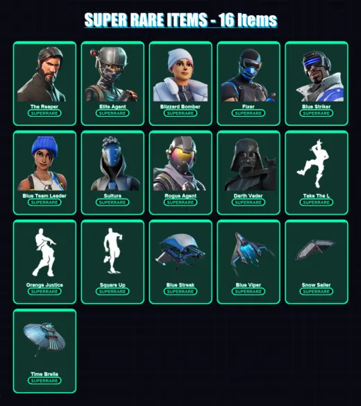 [PS4/PS5/XBOX/PC] | The Reaper | Elite Agent | Blizzard Bomber | Fixer | Blue Striker | 108 skin | 173 pickaxe | 127 emote | 149 glider | Lv3393