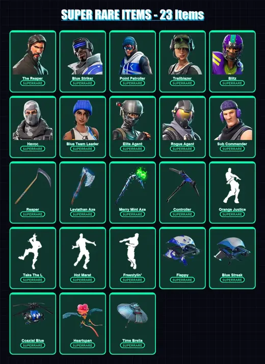 [PC/XBOX] | The Reaper | Blue Striker | Point Patroller | Trailblazer | Blitz | 121 skin | 101 pickaxe | 101 emote | 93 glider | Lv1733