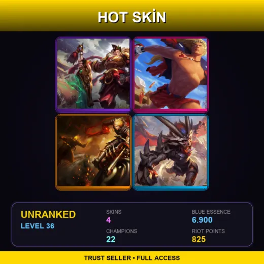 EUW | Warring Kingdoms Garen | Pool Party Taric | Vandal Vladimir | Boneclaw Shyvana | 4 Skin | 22 Champ | Lv36