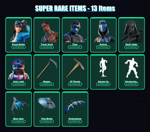 [PC] | Cloud Striker | Travis Scott | Fixer | Sultura | Darth Vader | 261 skin | 277 pickaxe | 236 emote | 210 glider | Lv3812