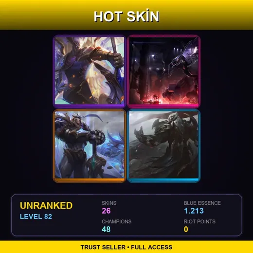 SG | Victorious Aatrox | Mecha Malphite | God-King Garen | God-King Darius | 26 Skin | 48 Champ | Lv82