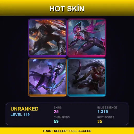 LAS | PROJECT: Renekton | PROJECT: Irelia | Spirit Blossom Vayne | Blood Moon Diana | 25 Skin | 59 Champ | Lv119