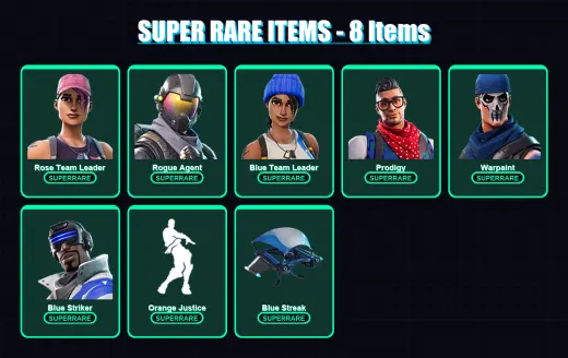 [PS4/PS5/XBOX/PC] | Rose Team Leader | Rogue Agent | Blue Team Leader | Prodigy | Warpaint | 38 skin | 38 pickaxe | 38 emote | 39 glider | Lv402