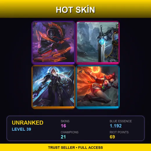 LAN | PROJECT: Pyke | King Tryndamere | Lunar Eclipse Leona | Foxfire Ahri | 16 Skin | 21 Champ | Lv39