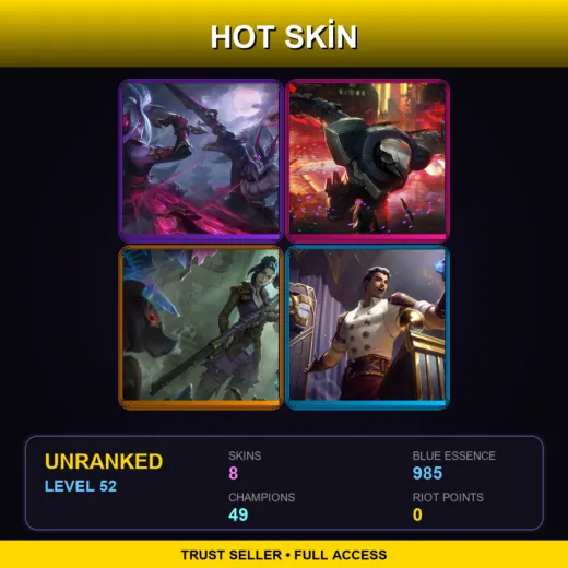LAN | Blood Moon Master Yi | PROJECT: Zed | Arcane Enforcer Caitlyn | Arcane Inventor Jayce | 8 Skin | 49 Champ | Lv52