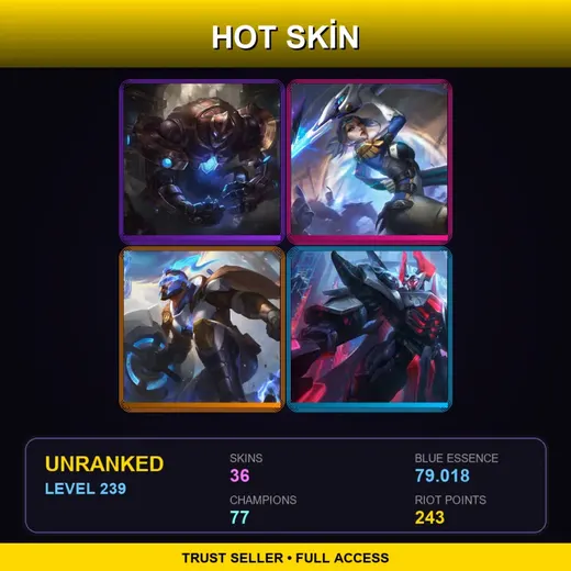 BR | Hextech Galio | Pulsefire Fiora | Pulsefire Pantheon | PROJECT: Mordekaiser | 36 Skin | 77 Champ | Lv239