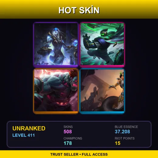 NA | Cosmic Queen Ashe | Conqueror Jax | Hextech Sion | Mythic Cassiopeia | 508 Skin | 178 Champ | Lv411