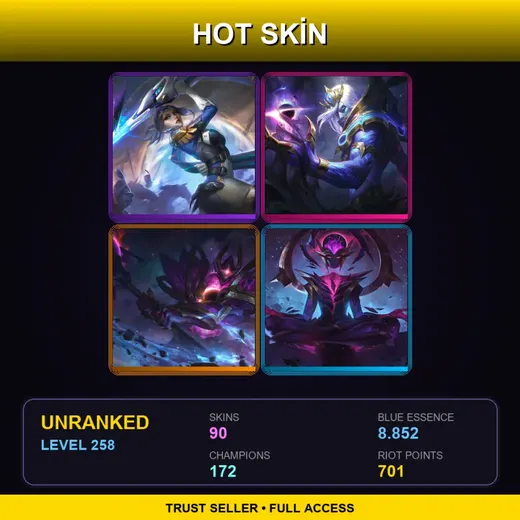 LAS | Cosmic Devourer Vladimir | Dark Star Mordekaiser | Spirit Blossom Thresh | Star Guardian Senna | 90 Skin | 172 Champ | Lv258 — Charred Maokai