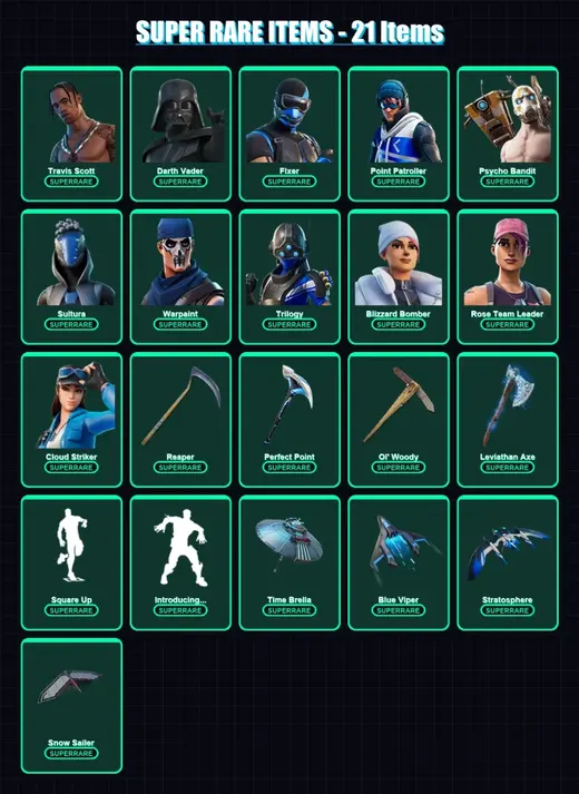 [PS4/PS5/XBOX/PC] | Travis Scott | Darth Vader | Fixer | Point Patroller | Psycho Bandit | 426 skin | 380 pickaxe | 246 emote | 210 glider | Lv3857