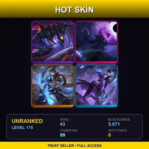NA | Dark Star Kha'Zix | Dark Star Thresh | Storm Dragon Lee Sin | Spirit Blossom Vayne | 43 Skin | 99 Champ | Lv175