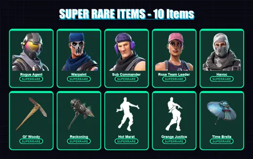 [PS4/PS5/XBOX/PC] | Rogue Agent | Warpaint | Sub Commander | Rose Team Leader | Havoc | 38 skin | 49 pickaxe | 50 emote | 44 glider | Lv581