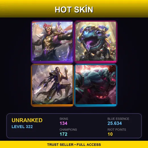 SG | Victorious Draven | Victorious Kog'Maw | Victorious Lucian | Hextech Sion | 134 Skin | 172 Champ | Lv322