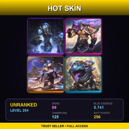 TR | Cosmic Queen Ashe | Victorious Tryndamere | Victorious Sona | Victorious Kog'Maw | 89 Skin | 125 Champ | Lv204