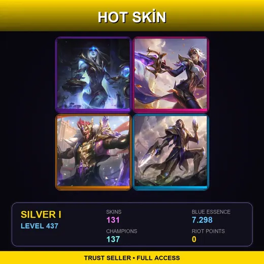LAN | Victorious Fiora | Victorious Draven | Victorious Lucian | Challenger Ahri | 131 Skin | 137 Champ | Silver I | Lv437
