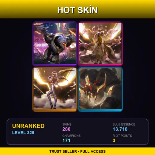 TW | Prestige PROJECT: Zed | Prestige K/DA Ahri (2022) | Prestige K/DA Kai'Sa (2022) | Conqueror Alistar | 280 Skin | 171 Champ | Lv329