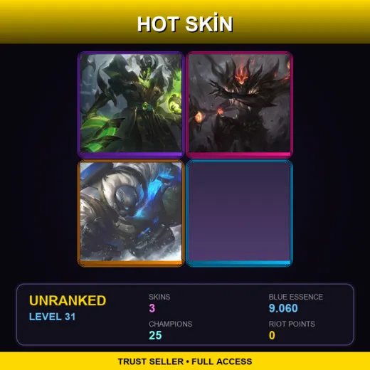ME | Steel Dragon Thresh | Nightbringer Jarvan IV | Arctic Ops Gragas | 3 Skin | 25 Champ | Lv31