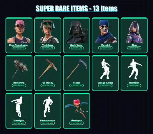 [PC/PSN] | Rose Team Leader | Trailblazer | Darth Vader | Warpaint | Glow | 111 skin | 128 pickaxe | 100 emote | 99 glider | Lv1623