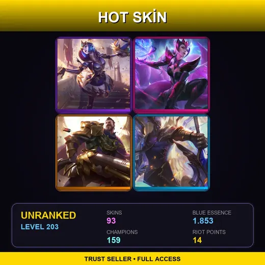 VN | Victorious Orianna | Challenger Ahri | Victorious Graves | Victorious Aatrox | 93 Skin | 159 Champ | Lv203 — Huntress Sivir
