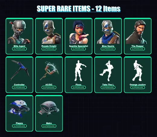 [PS4/PS5/XBOX/PC] | Elite Agent | Royale Knight | Sparkle Specialist | Blue Squire | The Reaper | 38 skin | 54 pickaxe | 40 emote | 51 glider | Lv65