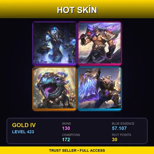 LAN | Victorious Tryndamere | Victorious Kog'Maw | Victorious Braum | Victorious Anivia | 130 Skin | 172 Champ | Gold IV | Lv423 — LoL account
