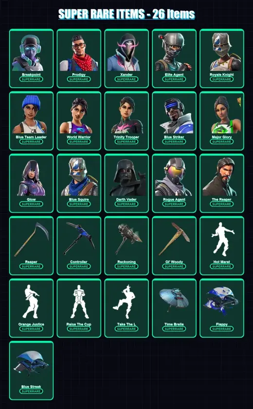 [PC/XBOX] | Breakpoint | Prodigy | Xander | Elite Agent | Royale Knight | 460 skin | 389 pickaxe | 333 emote | 308 glider | Lv6461