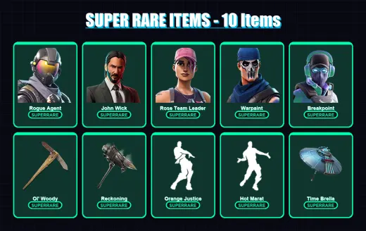 [PC/PSN] | Rogue Agent | John Wick | Rose Team Leader | Warpaint | Breakpoint | 150 skin | 140 pickaxe | 149 emote | 132 glider | Lv1758