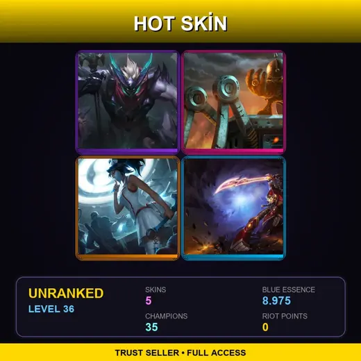 EUW | Dragon Knight Mordekaiser | Baron Von Veigar | Nurse Akali | Ionia Master Yi | 5 Skin | 35 Champ | Lv36