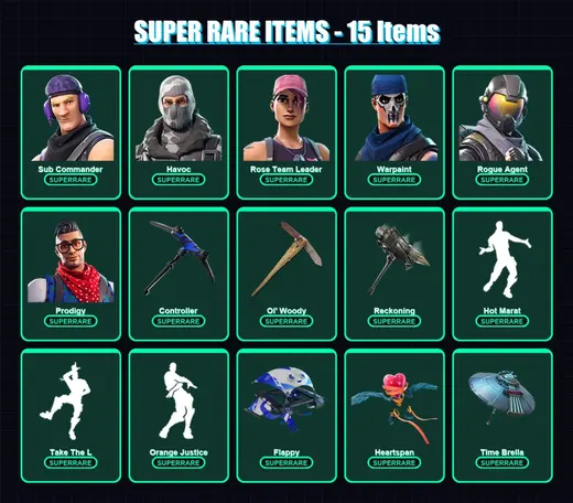 [PS4/PS5/XBOX/PC] | Sub Commander | Havoc | Rose Team Leader | Warpaint | Rogue Agent | 94 skin | 82 pickaxe | 70 emote | 66 glider | Lv786