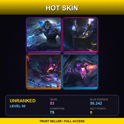VN | Hextech Kassadin | Cosmic Defender Xin Zhao | Star Guardian Miss Fortune | Dark Star Mordekaiser | 53 Skin | 75 Champ | Lv80