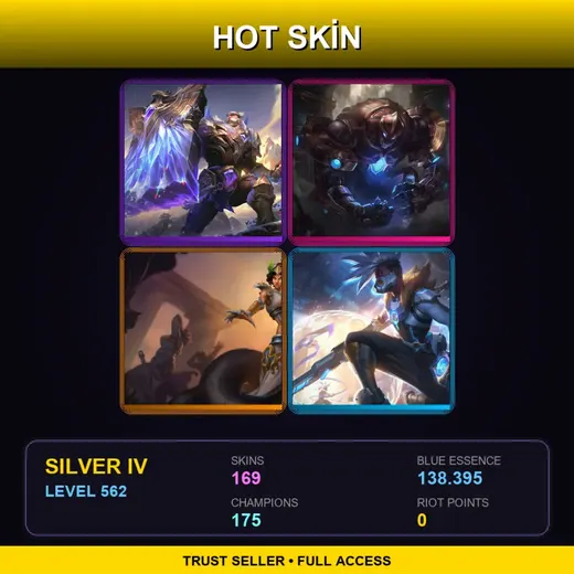 LAN | Victorious Braum | Hextech Galio | Mythic Cassiopeia | Battle Academia Katarina | 169 Skin | 175 Champ | Silver IV | Lv562 — LoL account