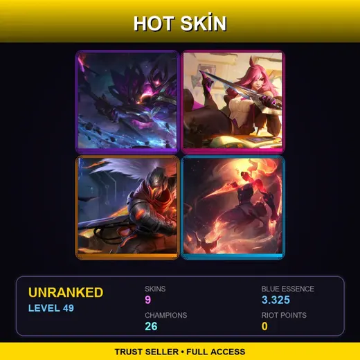 SG | Battle Academia Katarina | Dark Star Mordekaiser | PROJECT: Yasuo | Infernal Akali | 9 Skin | 26 Champ | Lv49 — Project Yasuo