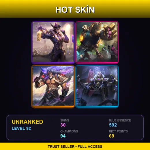 EUNE | Victorious Twisted Fate | Victorious Blitzcrank | Victorious Tryndamere | Victorious Sejuani | 30 Skin | 94 Champ | Lv92