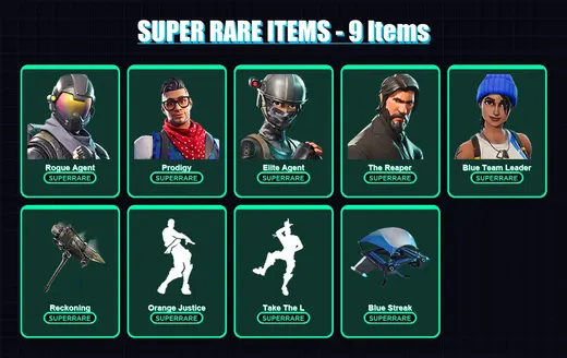 [PS4/PS5/XBOX/PC] | Rogue Agent | Prodigy | Elite Agent | The Reaper | Blue Team Leader | 66 skin | 48 pickaxe | 60 emote | 63 glider | Lv803