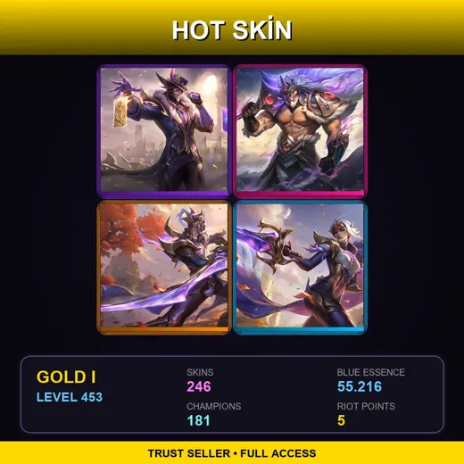 SG | Victorious Twisted Fate | Victorious Tryndamere | Victorious Master Yi | Victorious Fiora | 246 Skin | 181 Champ | Gold I | Lv453