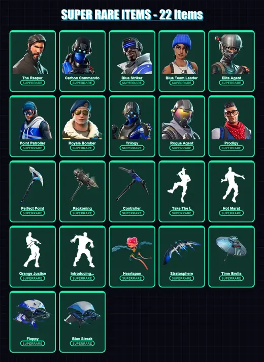 [PC/XBOX/PSN] | The Reaper | Carbon Commando | Blue Striker | Blue Team Leader | Elite Agent | 76 skin | 86 pickaxe | 103 emote | 98 glider | Lv1500 — Game account