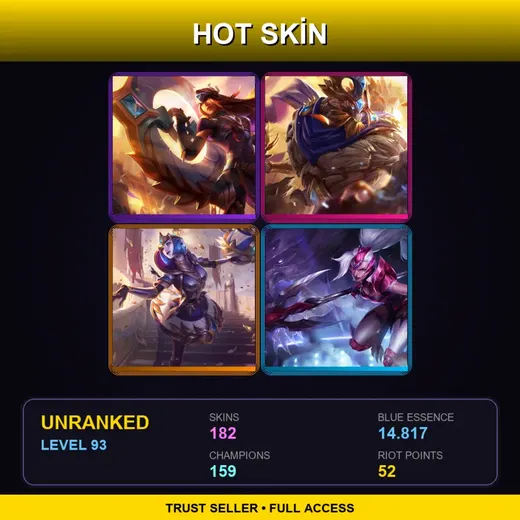 VN | Victorious Sivir | Victorious Maokai | Victorious Orianna | Challenger Nidalee | 182 Skin | 159 Champ | Lv93 — Wild Card Shaco