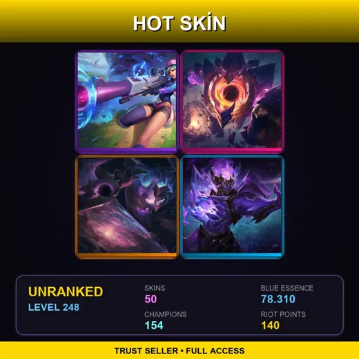 LAN | Spirit Blossom Darius | Dark Star Malphite | High Noon Urgot | Dark Star Shaco | 50 Skin | 154 Champ | Lv248 — Heavenscale Lee Sin