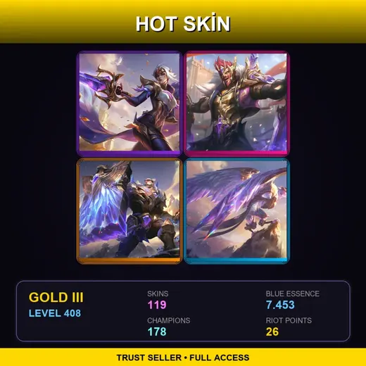 LAS | Victorious Fiora | Victorious Draven | Victorious Braum | Victorious Anivia | 119 Skin | 178 Champ | Gold III | Lv408