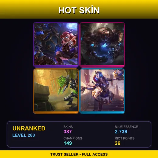 TR | Hextech Annie | Hextech Galio | Hextech Singed | Victorious Orianna | 387 Skin | 149 Champ | Lv283