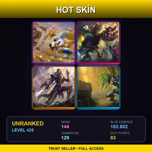 LAN | Prestige Fuzz Fizz (2022) | Victorious Blitzcrank | Victorious Lucian | Hextech Singed | 144 Skin | 129 Champ | Lv425