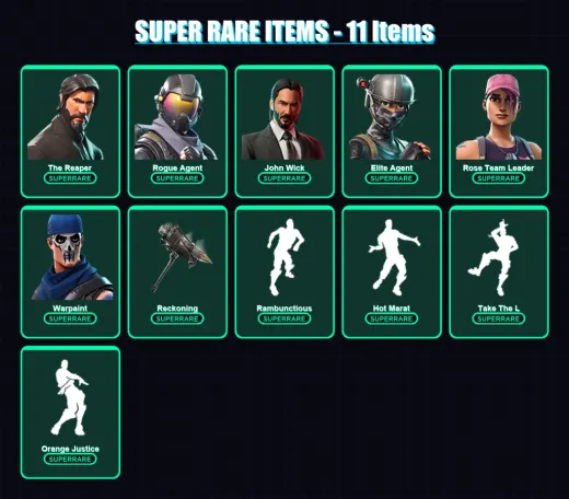 [PC/PSN] | The Reaper | Rogue Agent | John Wick | Elite Agent | Rose Team Leader | 129 skin | 73 pickaxe | 97 emote | 63 glider | Lv455