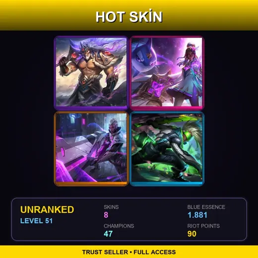 EUW | Victorious Tryndamere | Star Guardian Senna | PROJECT: Senna | PROJECT: Ekko | 8 Skin | 47 Champ | Lv51 — Freljord Rammus