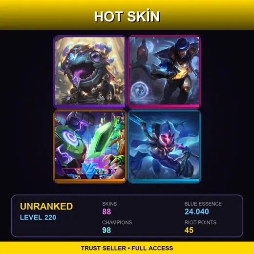BR | Victorious Kog'Maw | Pulsefire Twisted Fate | Arcade Riven | Cosmic Blade Master Yi | 88 Skin | 98 Champ | Lv220