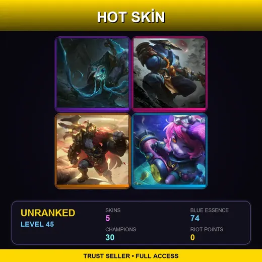 LAN | Dark Waters Vladimir | Temple Jax | Jaximus | Riot Girl Tristana | 5 Skin | 30 Champ | Lv45 — Dark Waters Vladimir