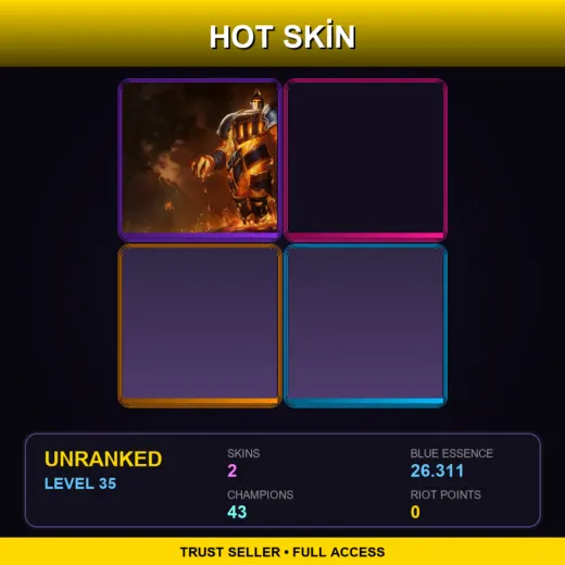 TR | Scorched Earth Xerath | Blitzcrank Skin 8 | 2 Skin | 43 Champ | Lv35