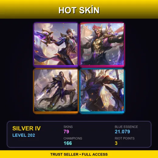 LAS | Victorious Fiora | Victorious Draven | Victorious Lucian | Victorious Aatrox | 79 Skin | 166 Champ | Silver IV | Lv202