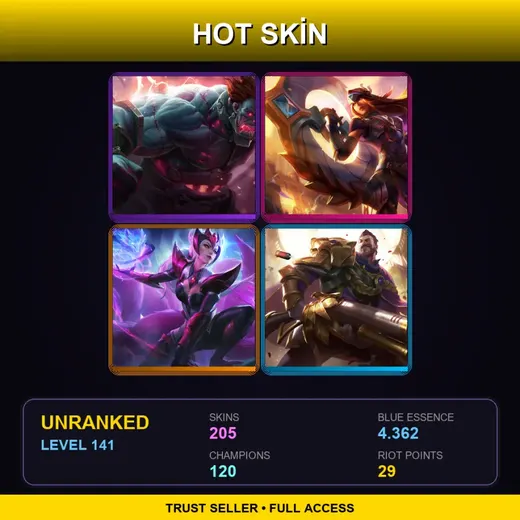 NA | Hextech Sion | Victorious Sivir | Challenger Ahri | Victorious Graves | 205 Skin | 120 Champ | Lv141