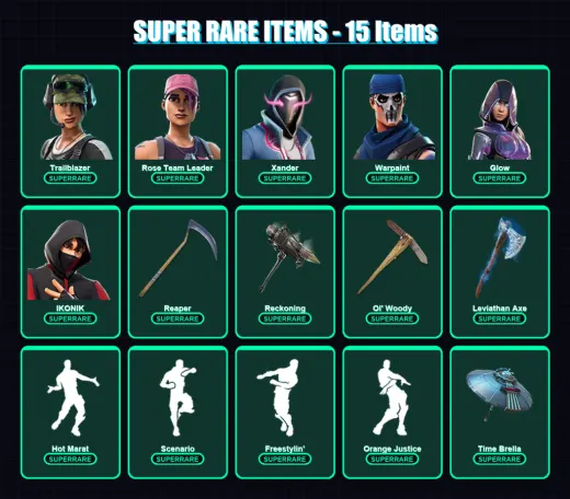 [PC/PSN] | Trailblazer | Rose Team Leader | Xander | Warpaint | Glow | 251 skin | 286 pickaxe | 248 emote | 231 glider | Lv3768