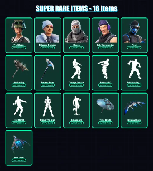 [PS4/PS5/XBOX/PC] | Trailblazer | Blizzard Bomber | Havoc | Sub Commander | Fixer | 117 skin | 153 pickaxe | 157 emote | 149 glider | Lv1999