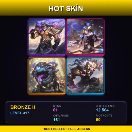 LAN | Victorious Tryndamere | Victorious Sona | Victorious Kog'Maw | Victorious Rengar | 81 Skin | 161 Champ | Bronze II | Lv317